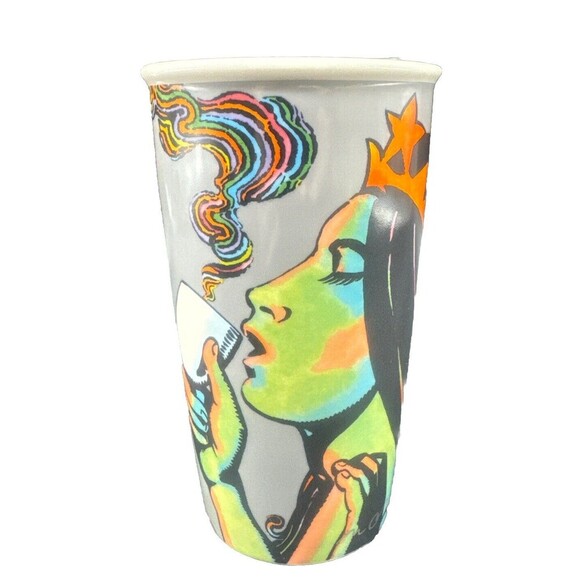 2016 Starbucks 25th Anniversary Ceramic Tumbler Travel Mug Mermaid Siren 12 oz - Picture 1 of 7